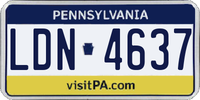 PA license plate LDN4637