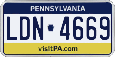 PA license plate LDN4669