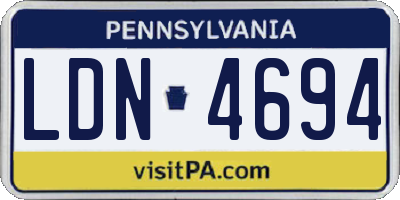 PA license plate LDN4694