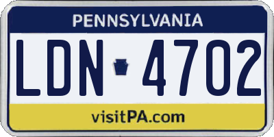 PA license plate LDN4702