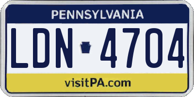 PA license plate LDN4704