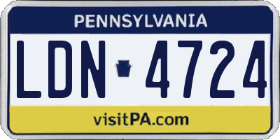 PA license plate LDN4724