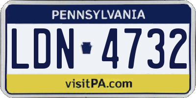 PA license plate LDN4732