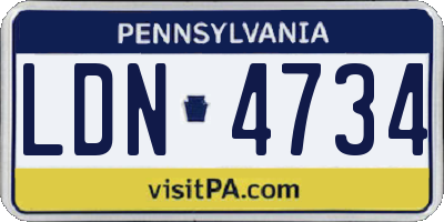 PA license plate LDN4734