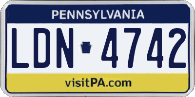 PA license plate LDN4742