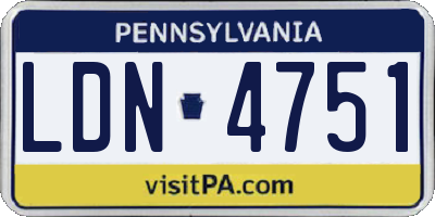 PA license plate LDN4751