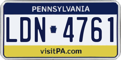 PA license plate LDN4761