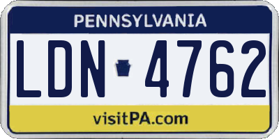 PA license plate LDN4762