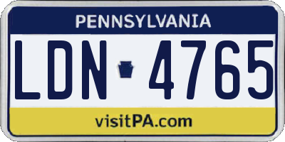 PA license plate LDN4765