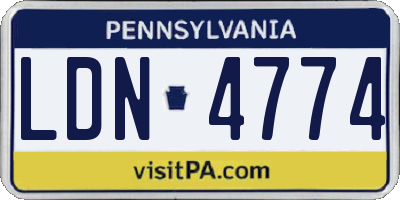 PA license plate LDN4774