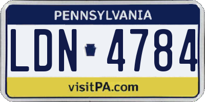 PA license plate LDN4784