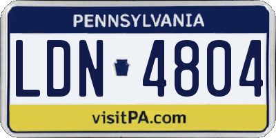 PA license plate LDN4804