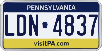 PA license plate LDN4837