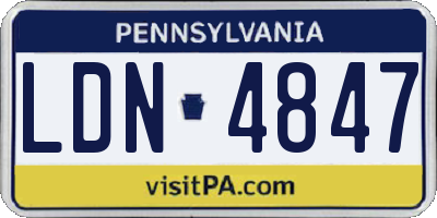 PA license plate LDN4847