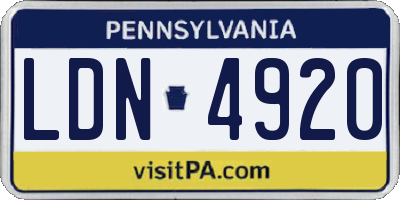 PA license plate LDN4920