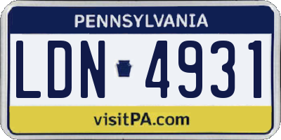 PA license plate LDN4931