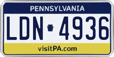 PA license plate LDN4936