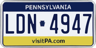 PA license plate LDN4947
