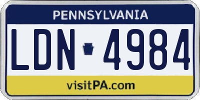 PA license plate LDN4984