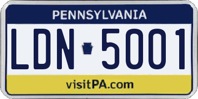 PA license plate LDN5001