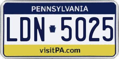 PA license plate LDN5025