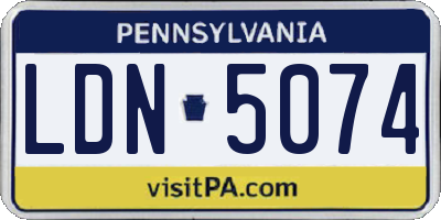 PA license plate LDN5074
