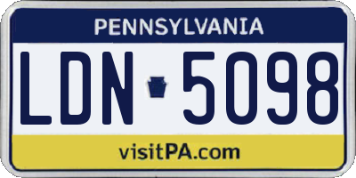 PA license plate LDN5098