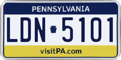 PA license plate LDN5101