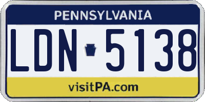 PA license plate LDN5138