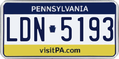 PA license plate LDN5193