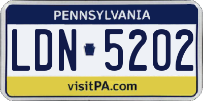 PA license plate LDN5202