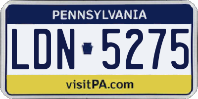 PA license plate LDN5275