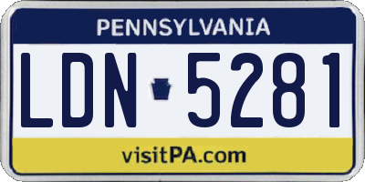 PA license plate LDN5281