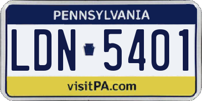 PA license plate LDN5401