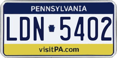 PA license plate LDN5402