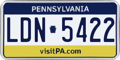PA license plate LDN5422