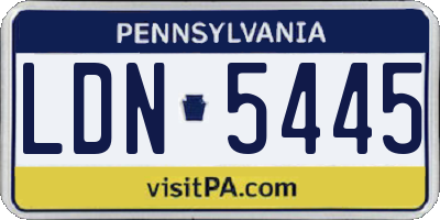 PA license plate LDN5445