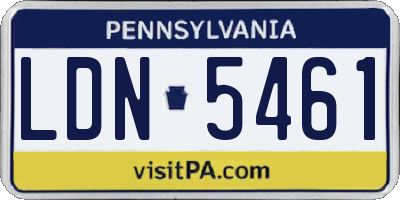 PA license plate LDN5461