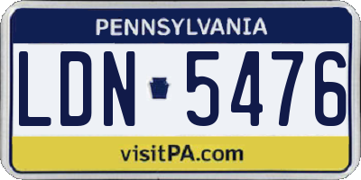 PA license plate LDN5476