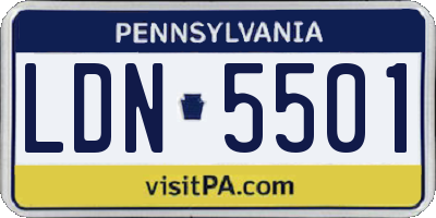PA license plate LDN5501