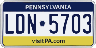 PA license plate LDN5703