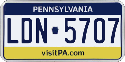 PA license plate LDN5707