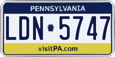 PA license plate LDN5747