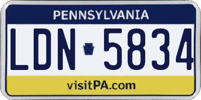 PA license plate LDN5834