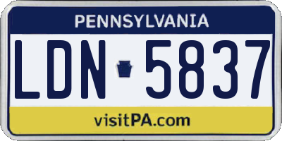 PA license plate LDN5837