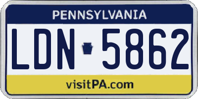 PA license plate LDN5862