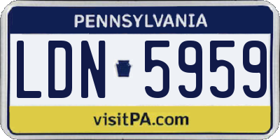 PA license plate LDN5959