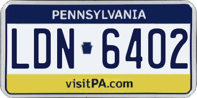 PA license plate LDN6402