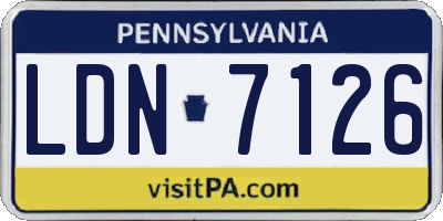 PA license plate LDN7126