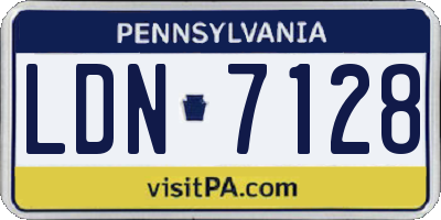 PA license plate LDN7128